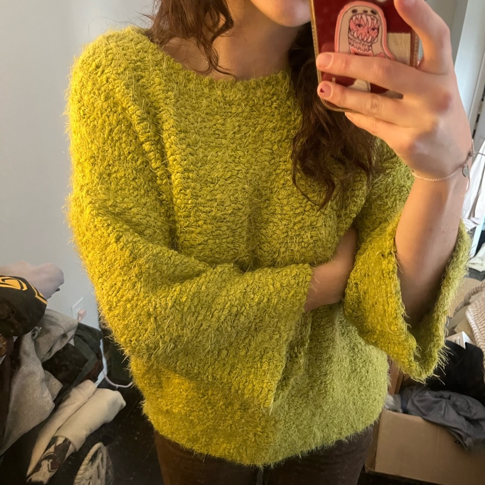 Current Air LA Nylon green sweater.